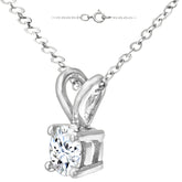 0.33ct Round Diamond Claw Set Solitaire Pendant in UK Hallmarked 9ct White Gold